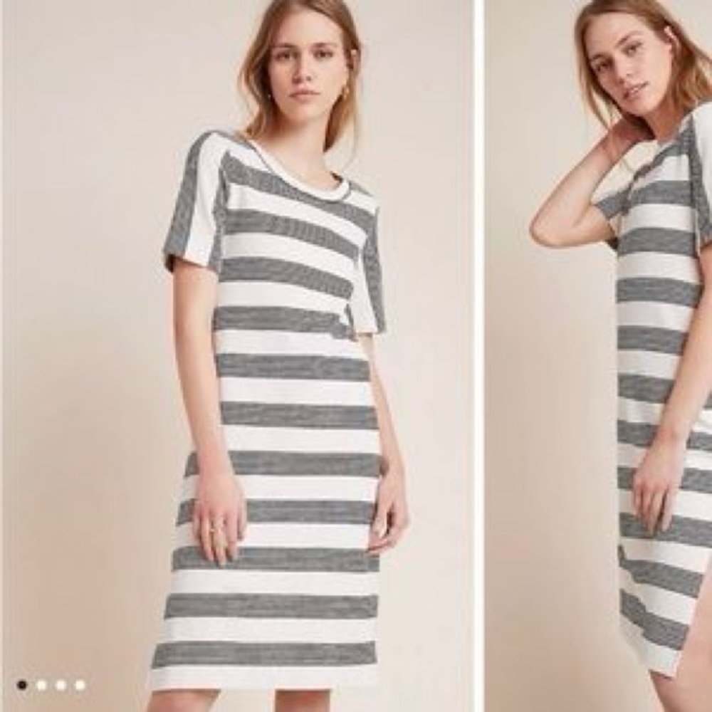 Saturday Sunday Anthropologie Striped Midi Dress Black White Size Small